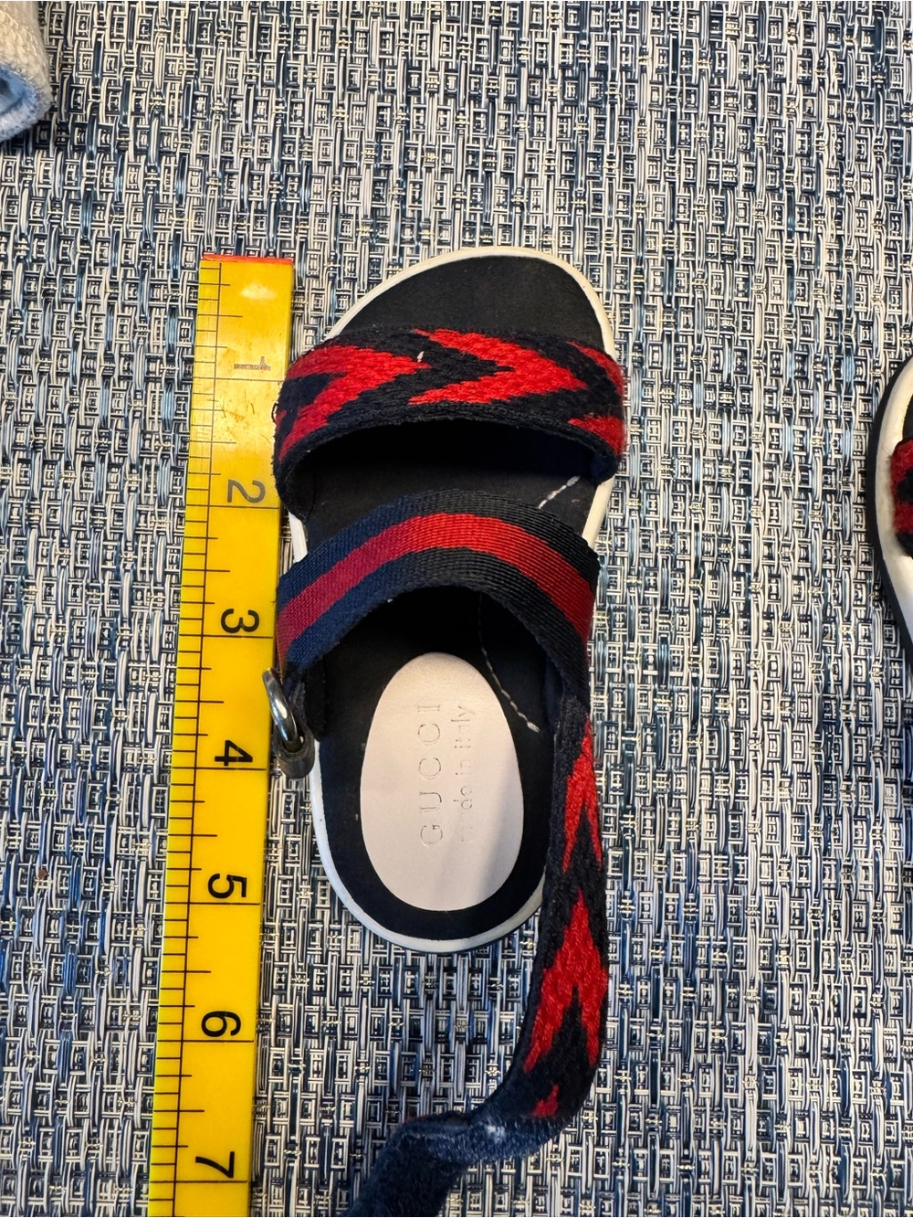 Gucci Navy and Red Webbing Kids Sandal